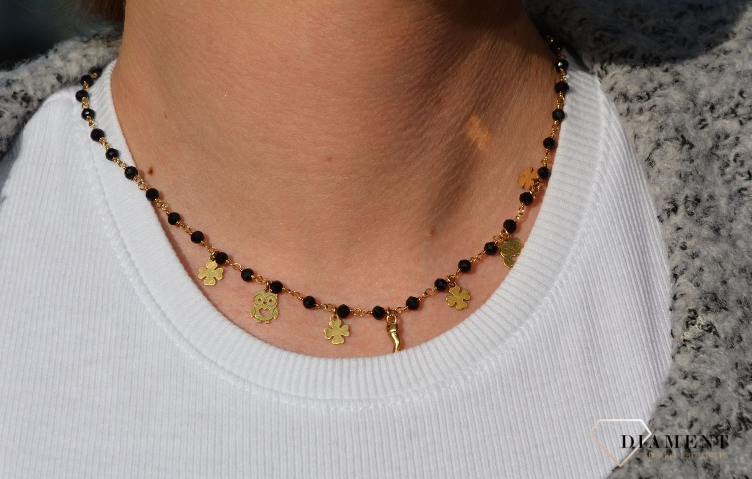 Naszyjnik srebrny pozłacany koraliki Dall'Acqua C RM KOR OWL..jpg